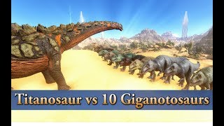 Titanosaur vs 10 Giganotosaurs  ARK Survival Evolved  Cantex [upl. by Ihc]