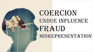 Coercion Undue Influence Fraud Misrepresentation  Indian Contract Act 1872  Law Guru [upl. by Ilario]