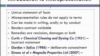 Misrepresentation Lecture 1 of 4 [upl. by Eramat7]